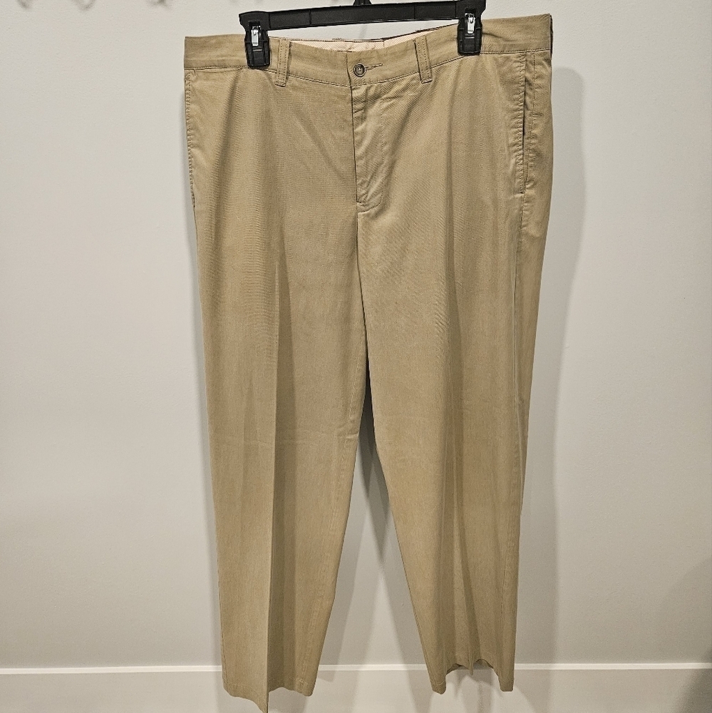 Tommy Bahama Tencel Cotton Blend Flat Front Beige Chino Khaki Pants mens 36x34